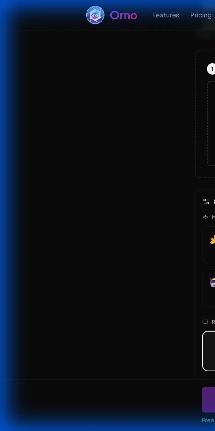 ORNO app interface with prompt list and editor tools